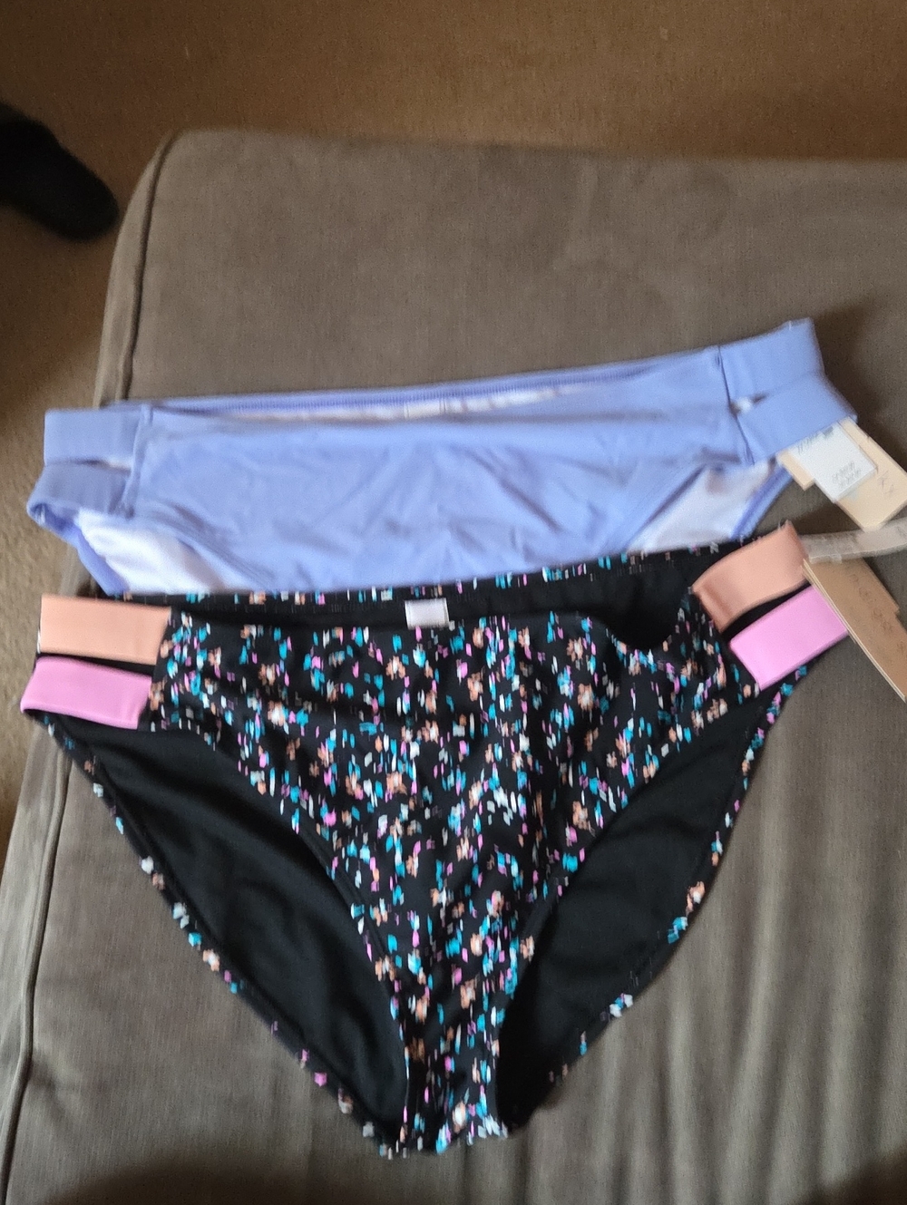 Maurices Two-Pack Womens Swim Bottoms in Black Floral and Light Lilac